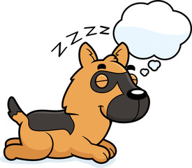 Cartoon German Shepherd Dreaming