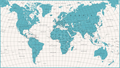 World Map Political Vintage Vector
