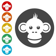Monkey face icons set - vector Illustration 