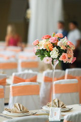Wedding decoration in peach color