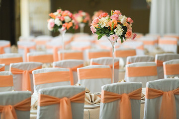 Wedding decoration in peach color