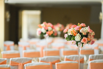 Wedding decoration in peach color
