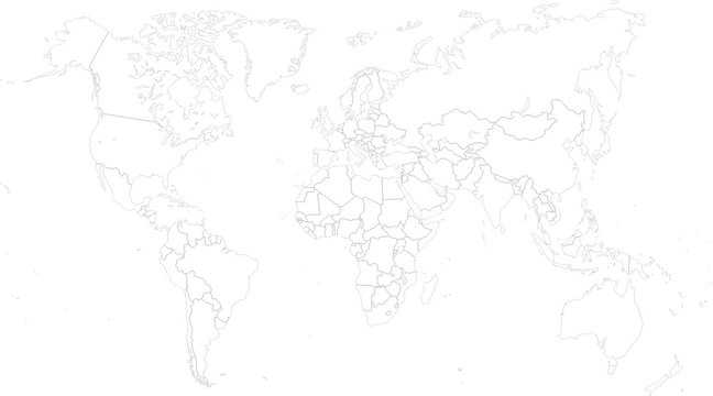 World Map Political Contour Vector