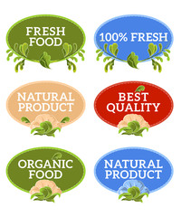 Set of natural food labels.