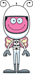 Cartoon Smiling Astronaut Butterfly