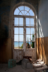 Old window overlooking the sea