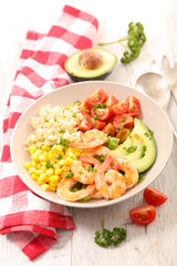 bowl of shrimp,vegetable and semolina