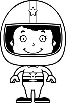 recommend clip art: Cartoon Smiling Race Car Driver Girl