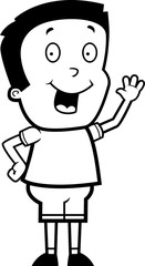 Fototapeta premium Cartoon Boy Waving