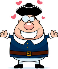 Cartoon Colonial Man Hug