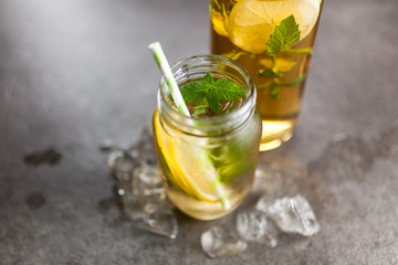 Ice tea with lemon and mint