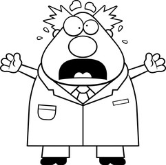Scared Cartoon Mad Scientist