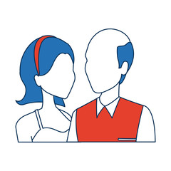 portrait wedding couple happy bride and groom together vector illustration