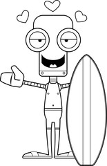Cartoon Surfer Robot Hug