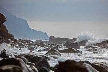 ocean wild beach rocks