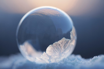 Frozen soap bubble
