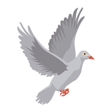 flying white dove on white background as symbol of peace vector illustration