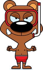 Cartoon Angry Snorkeler Bear