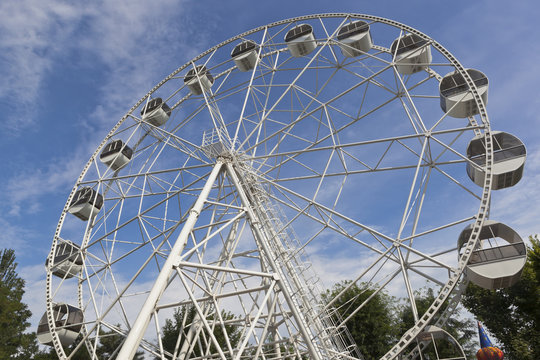 Ferris wheel in the garden named after Karaev in the resort town of Evpatoria, Crimea, Russia
