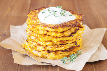 Butternut squash fritters with fresh thyme