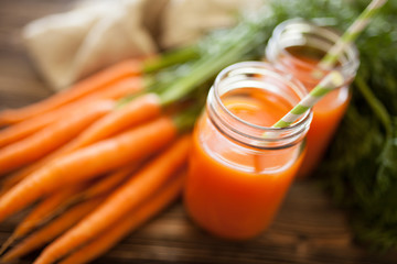 Fresh organic carrot juice