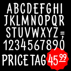 Handmade letters for price tags