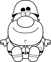 Cartoon Soldier Sitting