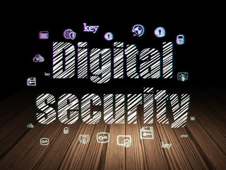 Fototapeta na wymiar Safety concept: Digital Security in grunge dark room