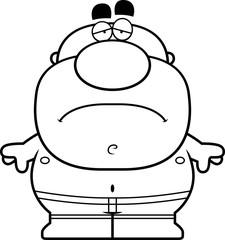 Tired Cartoon Man in Swimsuit