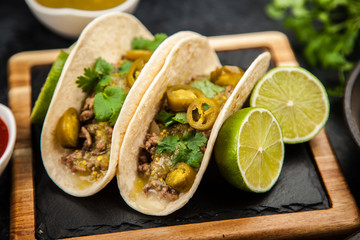 Mexican tacos with beef