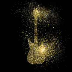 Fototapeta premium Electric Guitar gold glitter art concept symbol