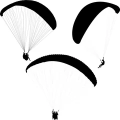 Tuinposter paragliding silhouettes collection - vector © sbojanovic