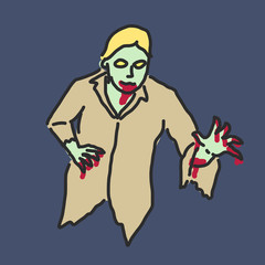 Zombie and Ghost Halloween. hand drawn. line drawing. vector illustration.