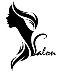 illustration vector of women silhouette icon, women face logo on white background