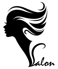 illustration vector of women silhouette icon, women face logo on white background