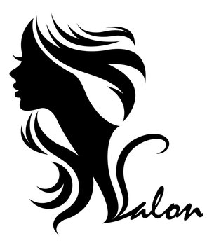 illustration vector of women silhouette icon, women face logo on white background