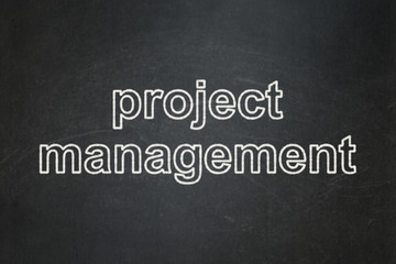 Business concept: Project Management on chalkboard background