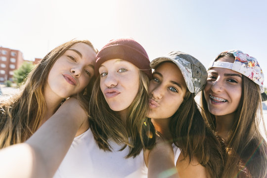teen girls making a selfie
