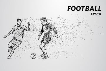 Football of the particles. Silhouette of a football player consists of points and circles. Vector illustration