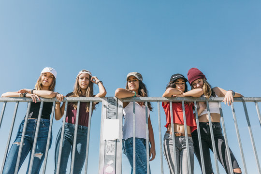 Group of stylish teen girls