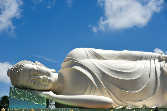 Reclined Buddha in Vinh Thrang pagoda, My Tho Mekong delta