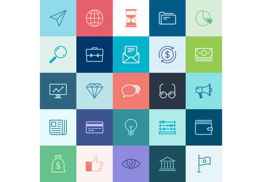 25 Multicolored Square Business and Tech Icons 1