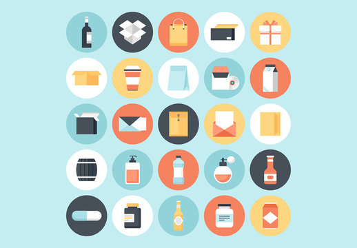 25 Round Product and Packaging Icons 1