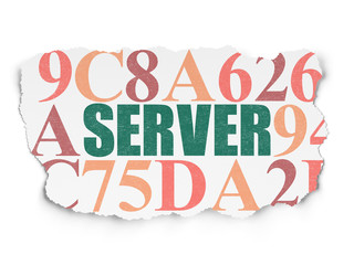 Web development concept: Server on Torn Paper background