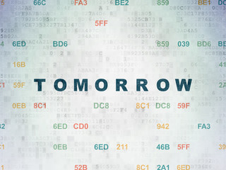 Time concept: Tomorrow on Digital Data Paper background