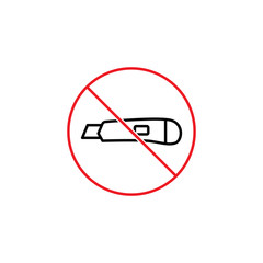 thin line dont use cutter sign on white background