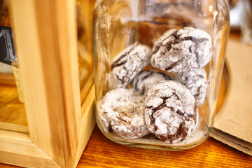 Gingerbread in a jar are on the table
