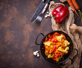 Stew vegetable in pan