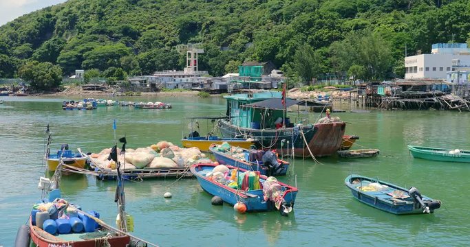 Tai O village, Hong kong, 11 July 2017 -: Tai O fishing village in Lantau Island