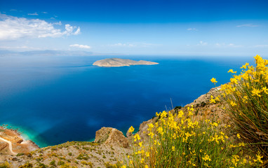 Fototapeta na wymiar View of Mirabello Bay and Pseira Island, Sitia, Crete, Greece
